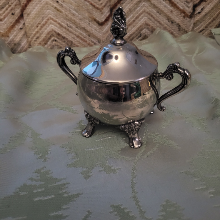 Vintage Silver Plated Sugar Bowl with Lid
