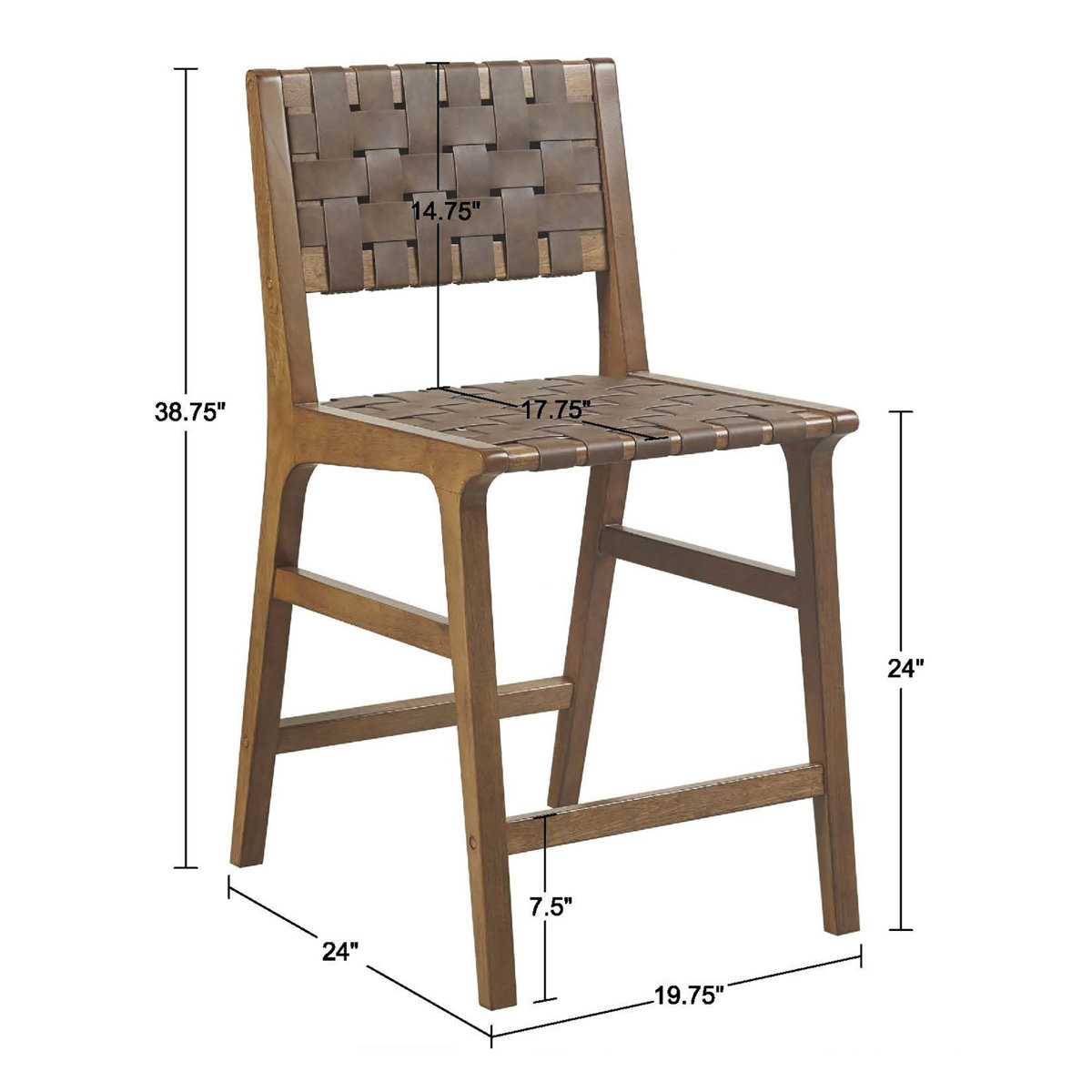 Woven Leather Counter Stool - Brown - photo 2