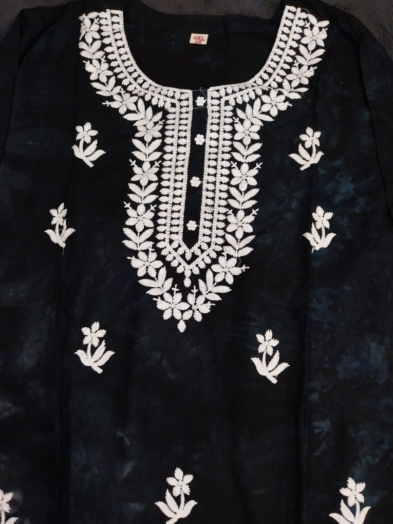 Black & White Embroidered Kurti Set - Size 3xl, 4xl, 6xl - photo 2