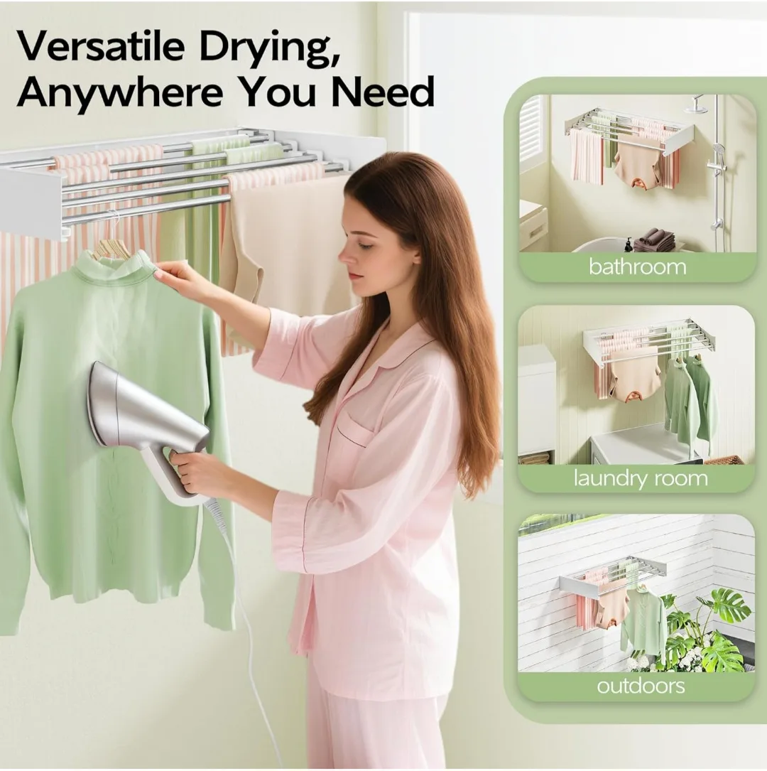 Wall Mounted Retractable Clothes Drying Rack image indicator(4)