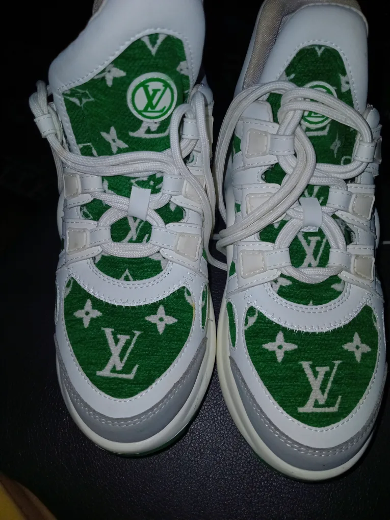 Louis Vuitton Green & White Sneakers - Size 43 thumbnail
