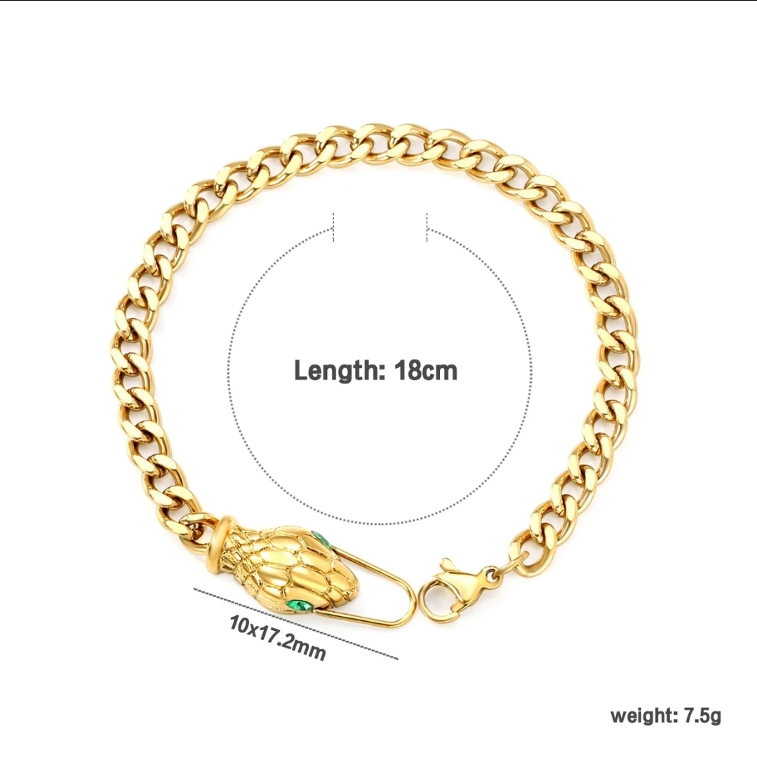 real 18k Gold plated Snake Chain Bracelet - 18cm - photo 2