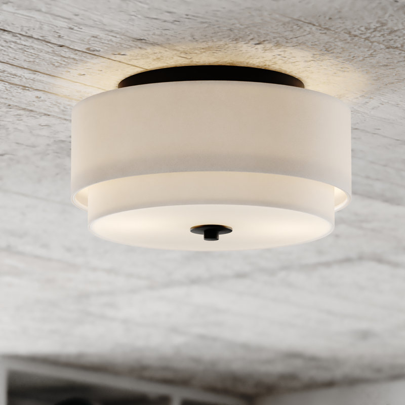 13" White Drum Ceiling Light