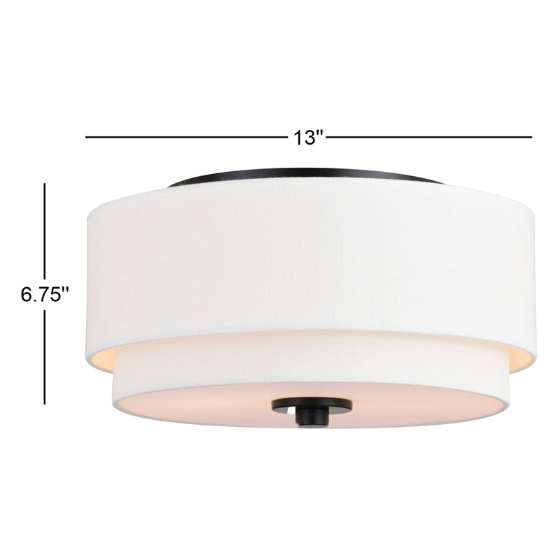 13" White Drum Ceiling Light - photo 2