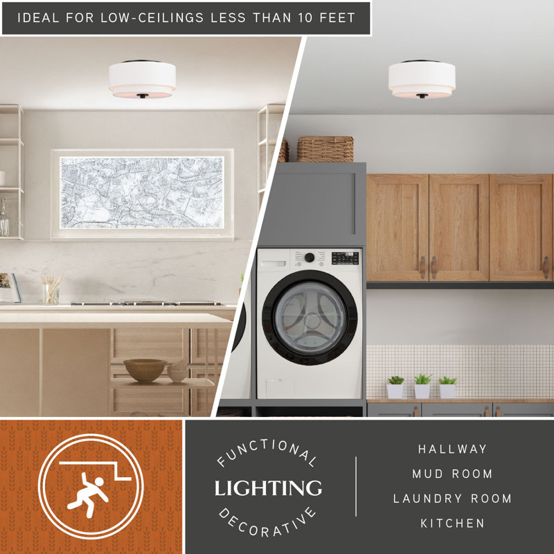 13" White Drum Ceiling Light - photo 5