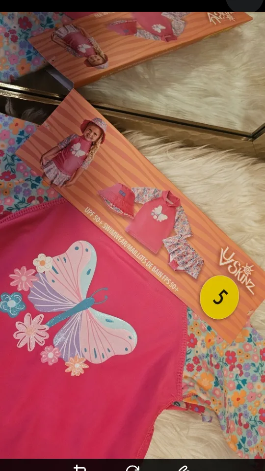 🧡 Brand New * UV Skinz Girl's 3PC Sun & Swim Set - Size 5 thumbnail
