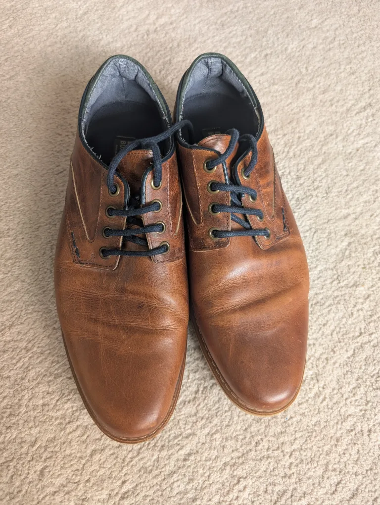 Bull Boxer Brown Leather Dress Shoes Size 10 thumbnail