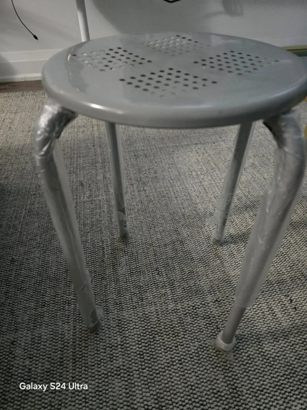 IKEA Grey Metal Stool -Like New thumbnail