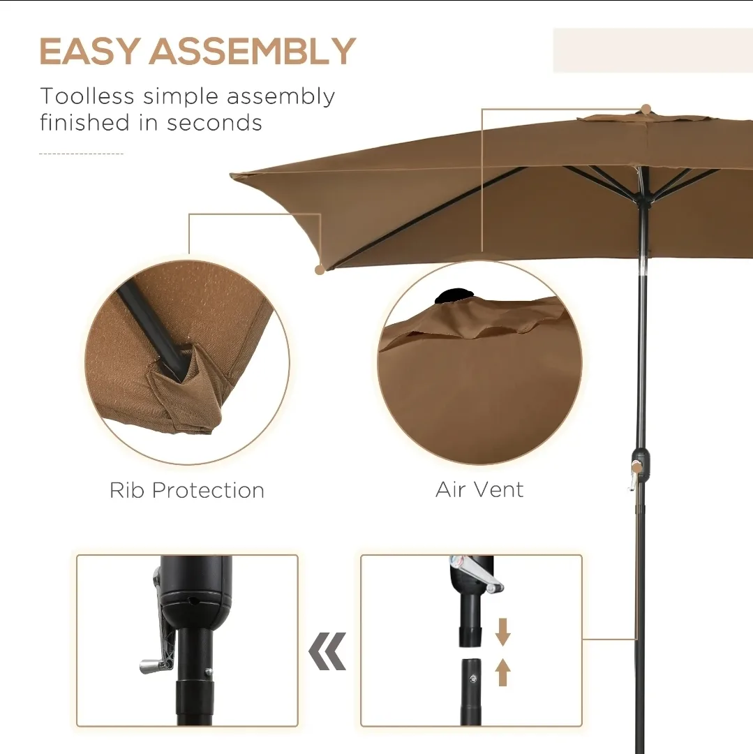 Rectangular Patio Umbrella - Brown image indicator(4)