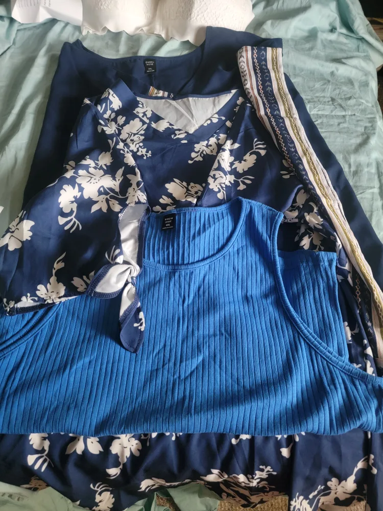 $25 for all 3 Shein 4XL Blue Floral & Solid Tops thumbnail