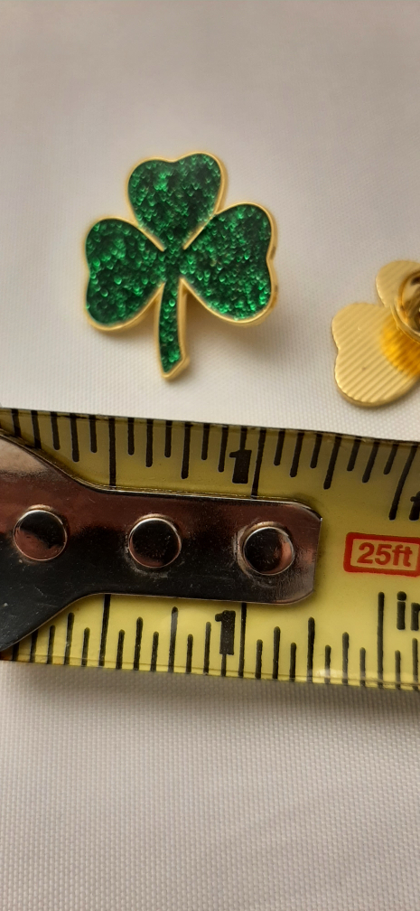 Shamrock Pin  - Green Glitter Look & Gold - photo 2