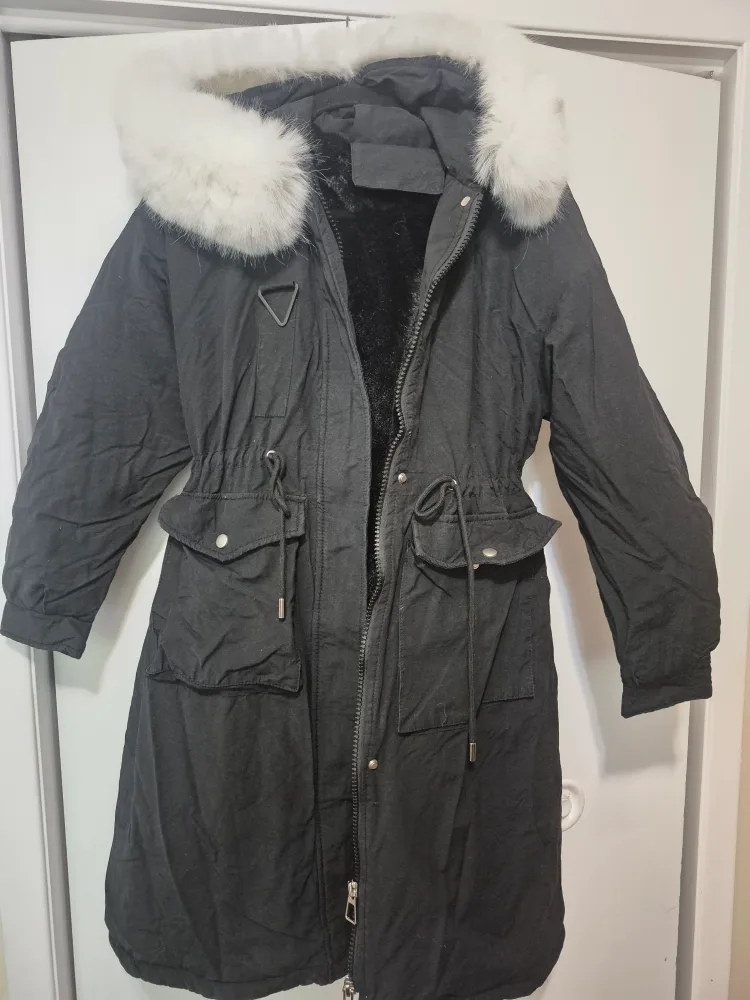 Black Fur Lined Winter Coat thumbnail