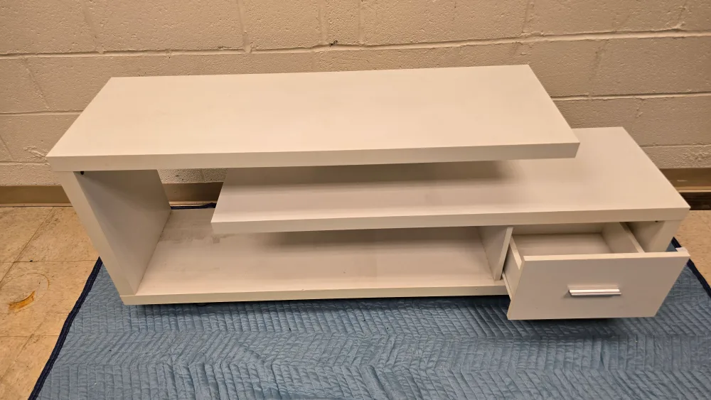 White TV Stand with Drawer thumbnail