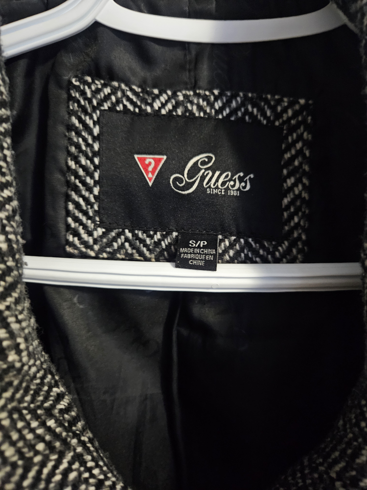 Guess Herringbone Wool Blend Trench Coat - Size S