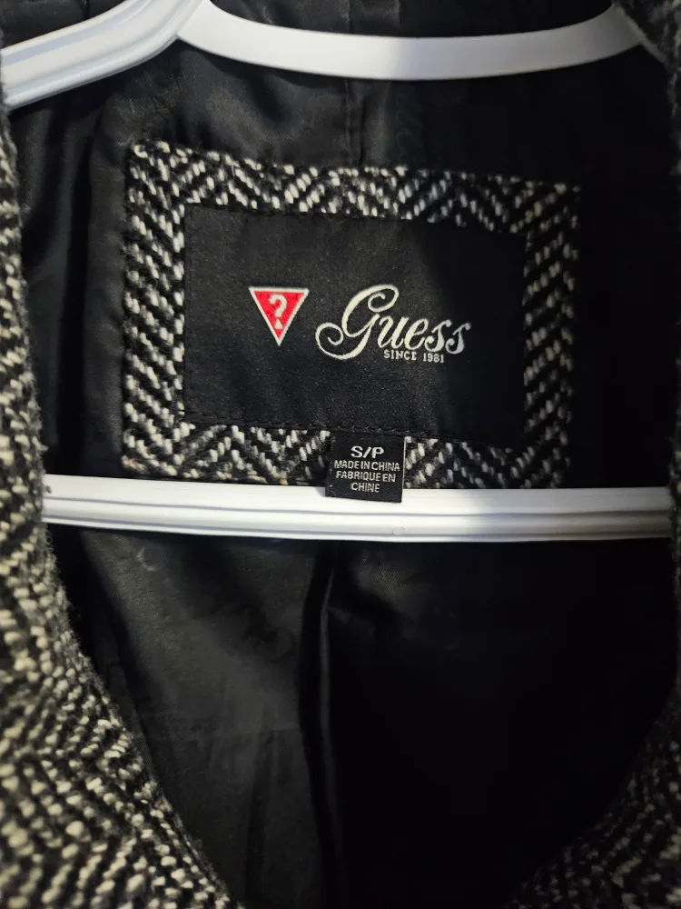 Guess Herringbone Wool Blend Trench Coat - Size S thumbnail