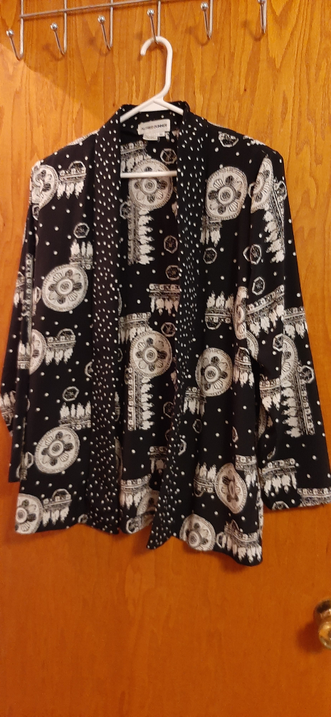 Alfred Dunner Black Patterned Blazer- Size 10