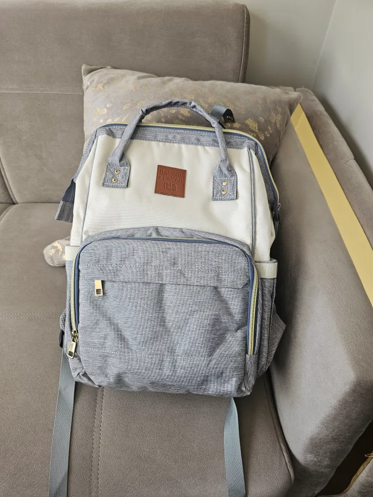 Balcony & Falcon Diaper Bag Backpack - Grey/White image indicator(2)