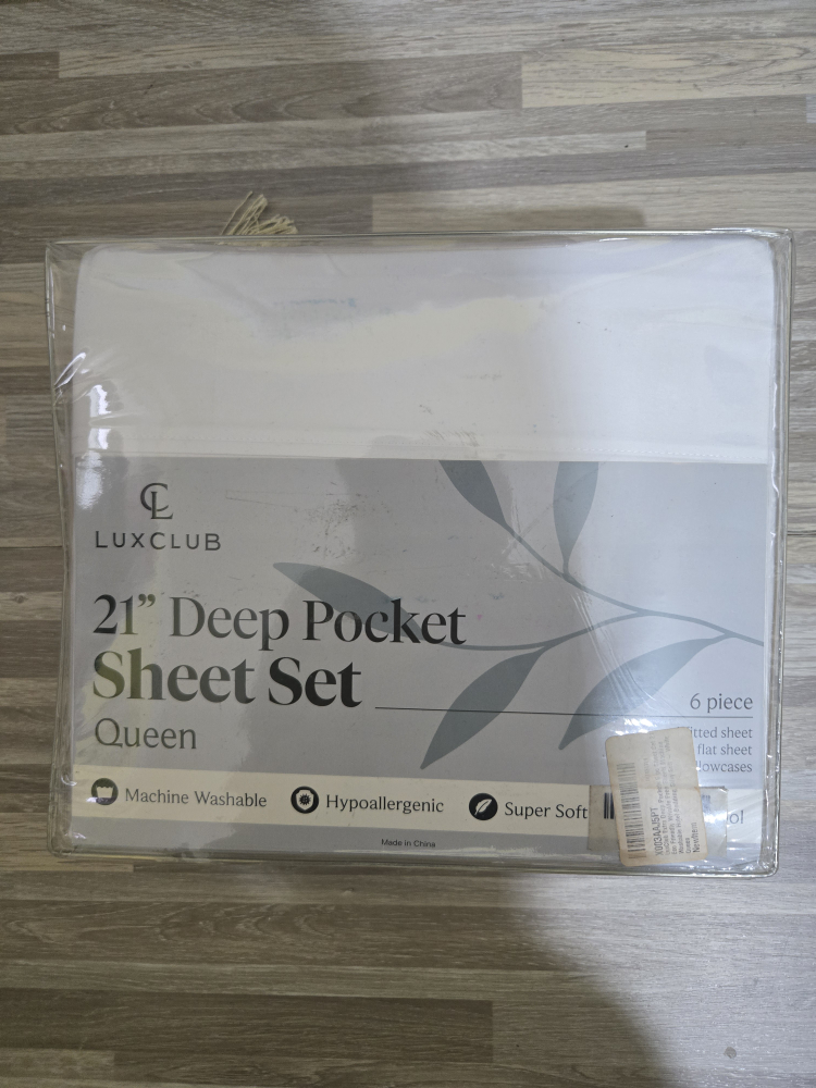 LUXCLUB 21" Deep Pocket Queen Sheet Set - New!