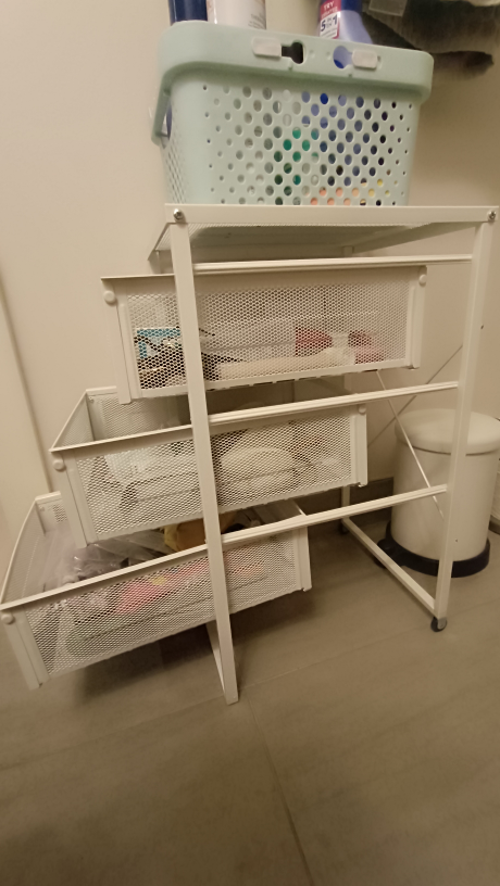 White Rolling Storage Cart and basket - photo 2