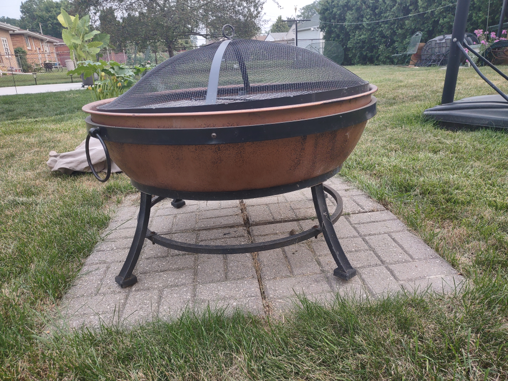Copper Finish Fire Pit with Cover