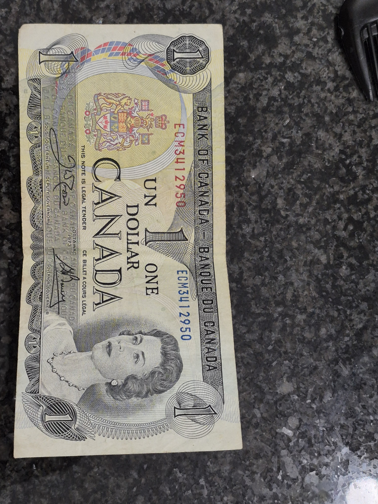 Vintage 1973 Canadian One Dollar Bill