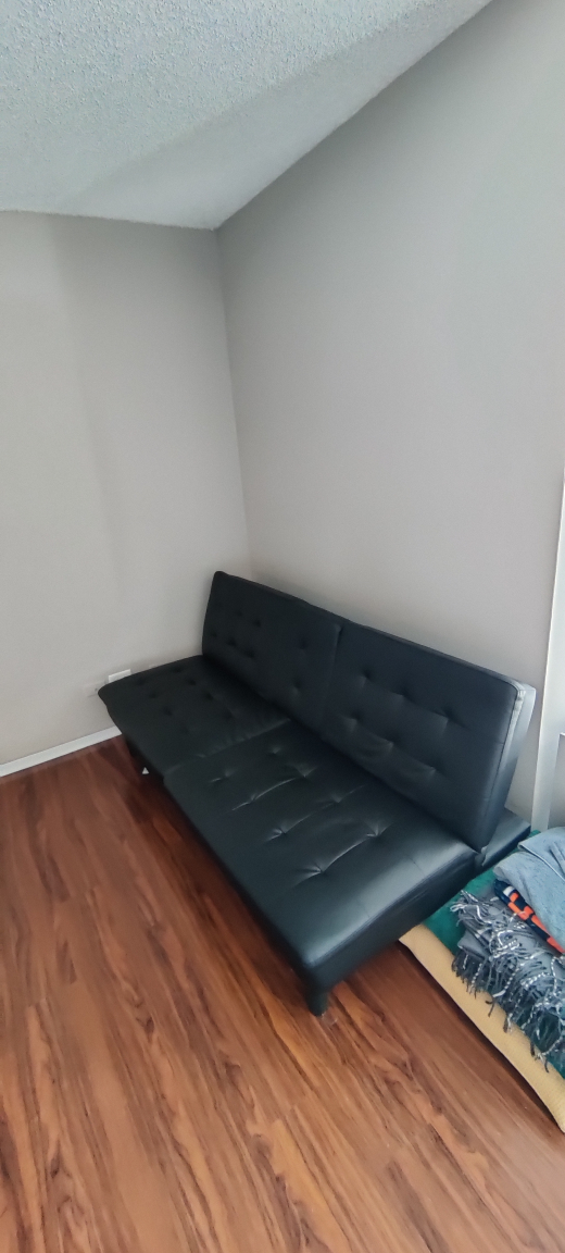 Black Faux Leather Futon