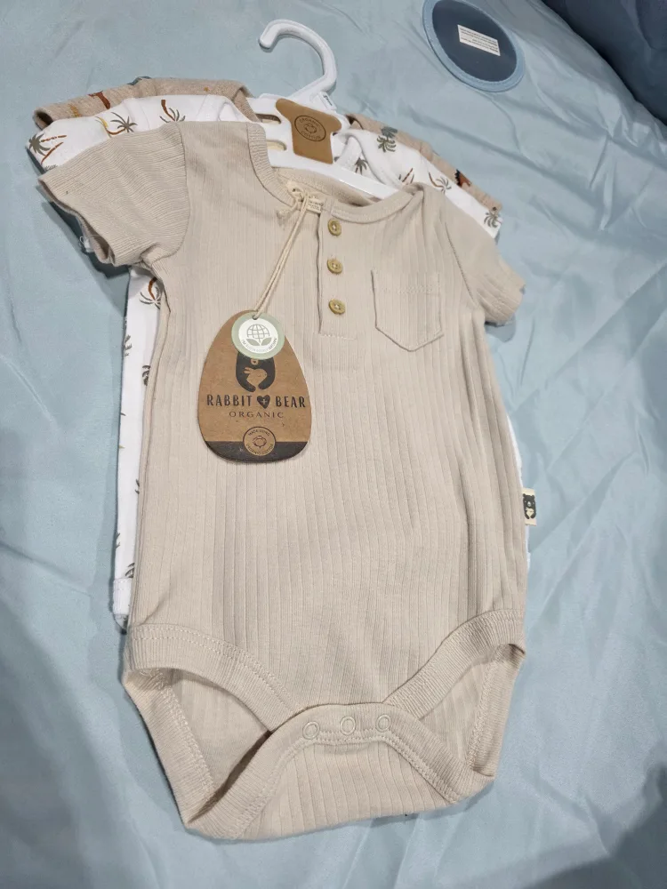 Rabbit Bear Organic Bodysuits (3-6M) 🧡 image indicator(3)