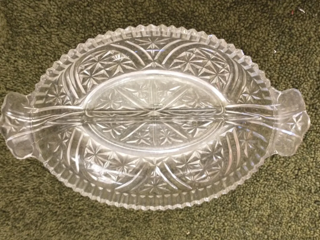 Vintage Clear Glass Divided Serving Dish thumbnail