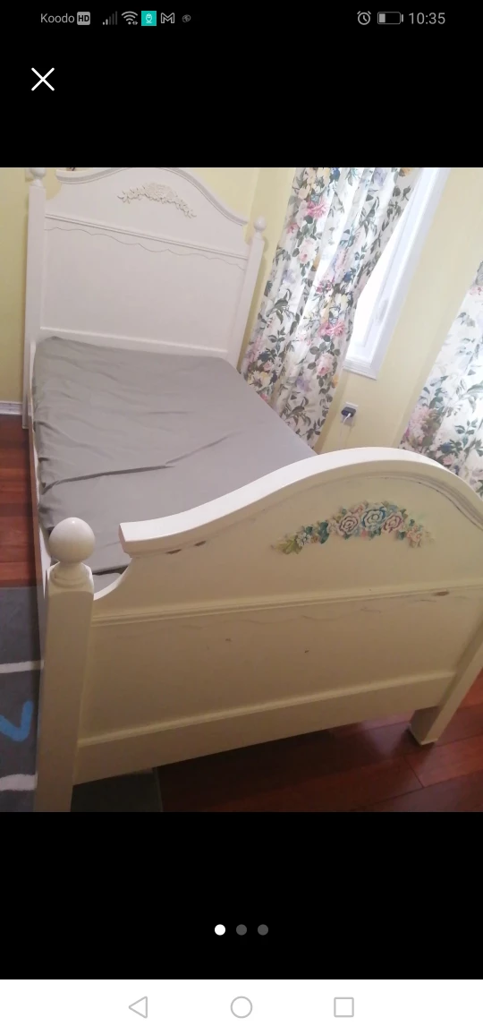 Vintage Style White Twin Bed Frame