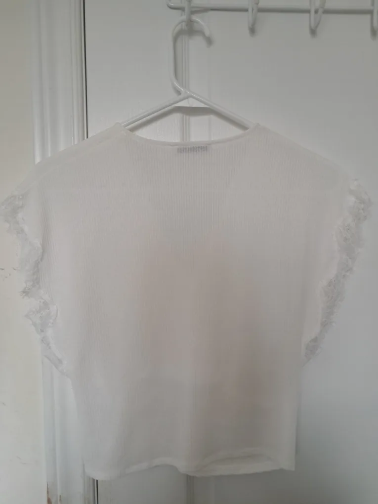 Zara White Lace Trim Top - Size S image indicator(2)