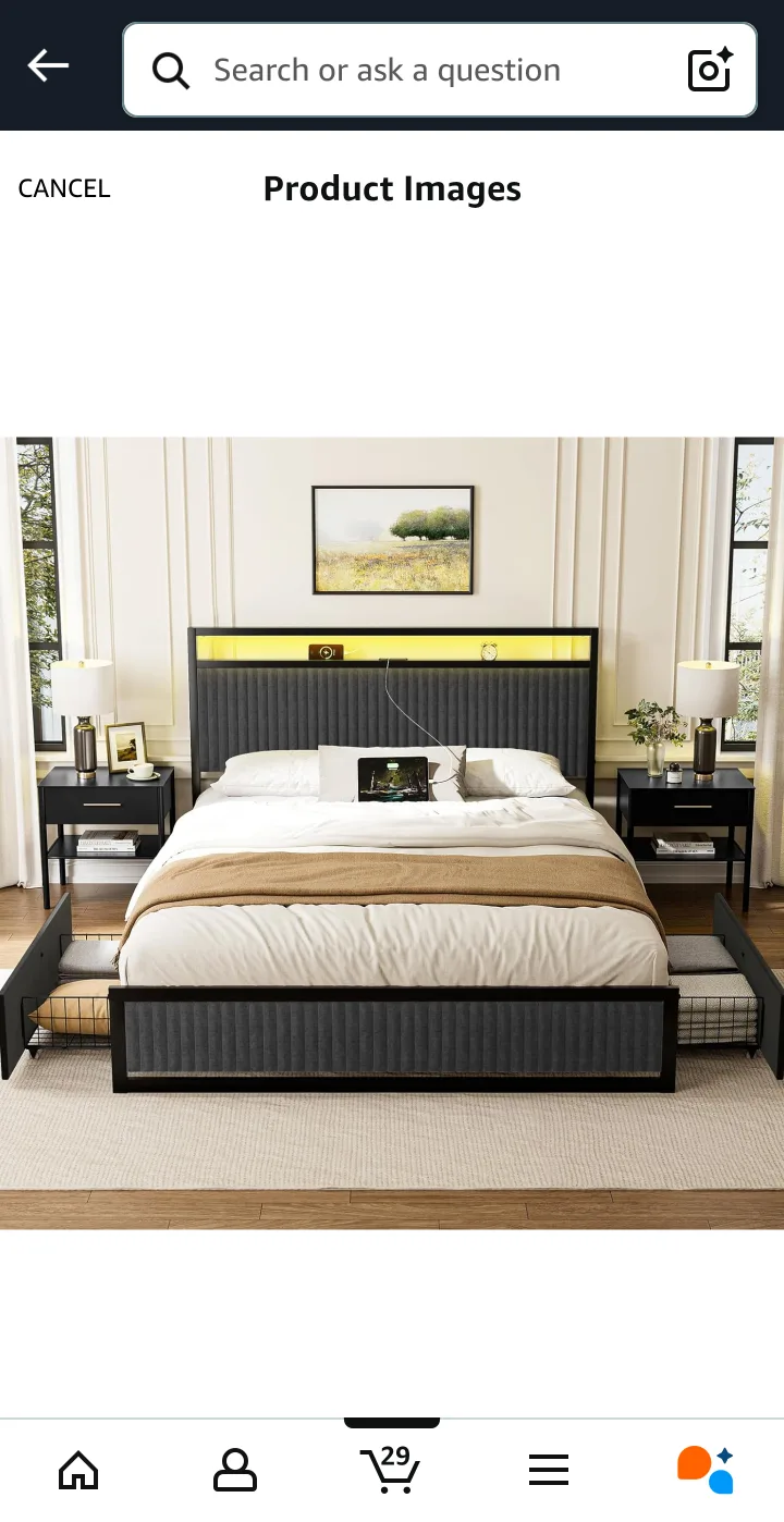 Queen Size Bed Frame with LED Light thumbnail
