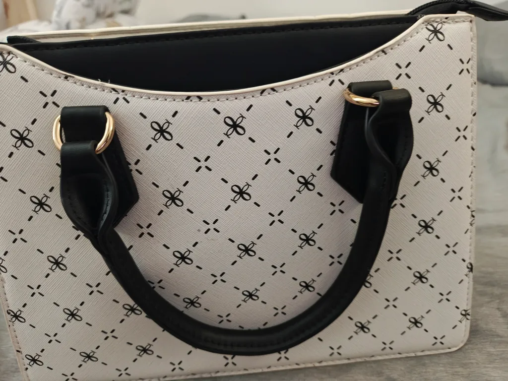 White & Black Patterned Handbag thumbnail