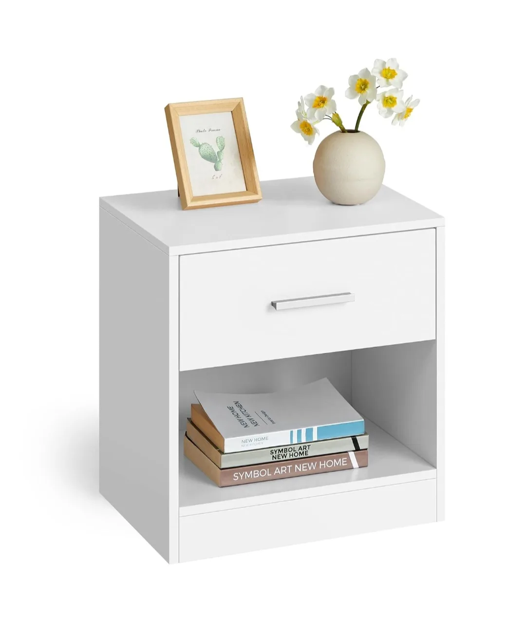 VASAGLE White Nightstand with Drawer thumbnail