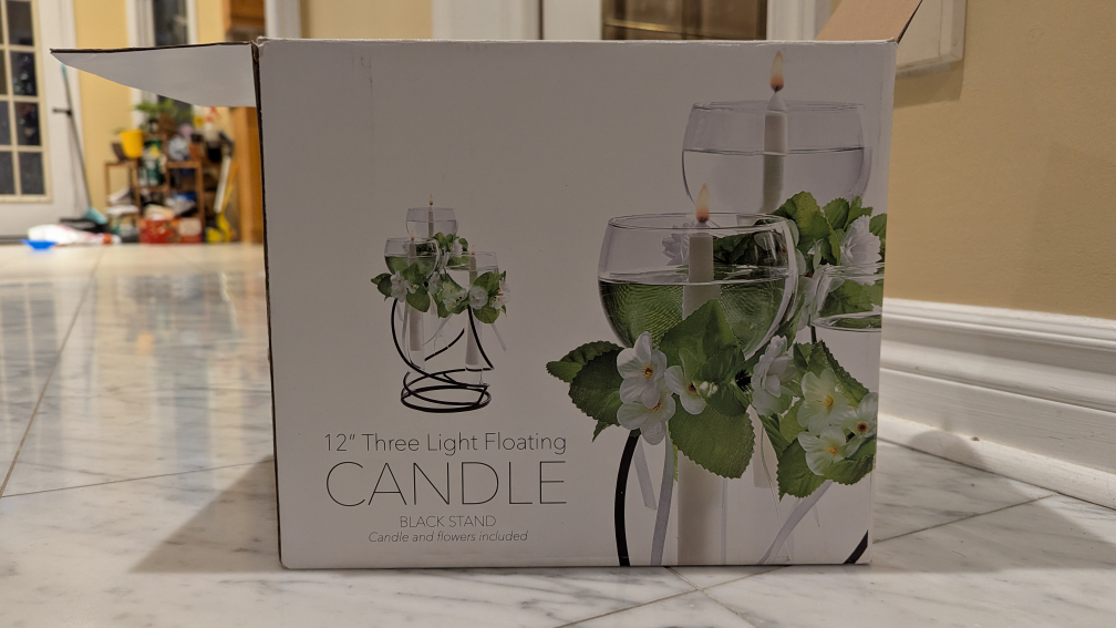 three light floating candle stand set
