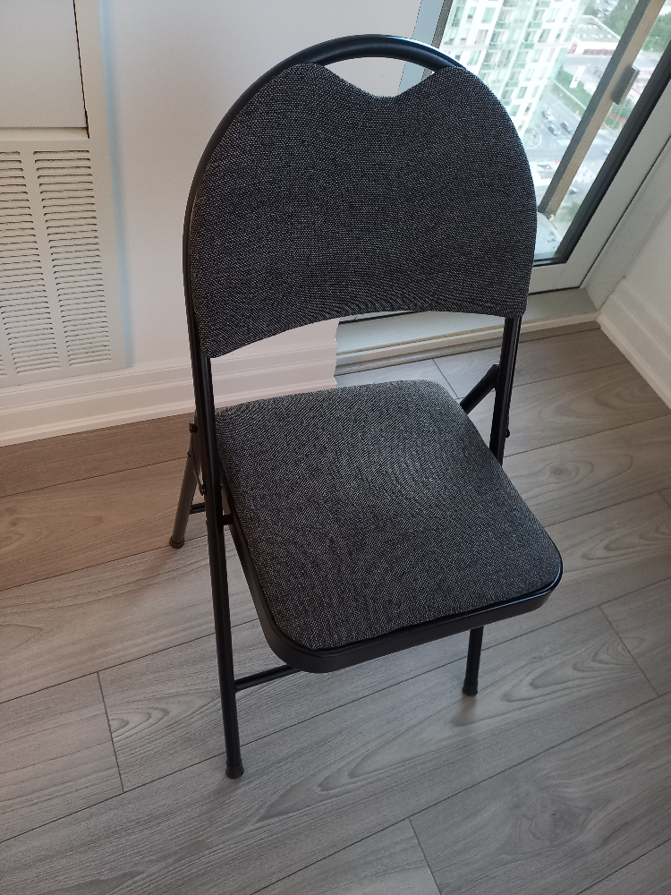 Folding Chair - Black Frame, Grey Fabric