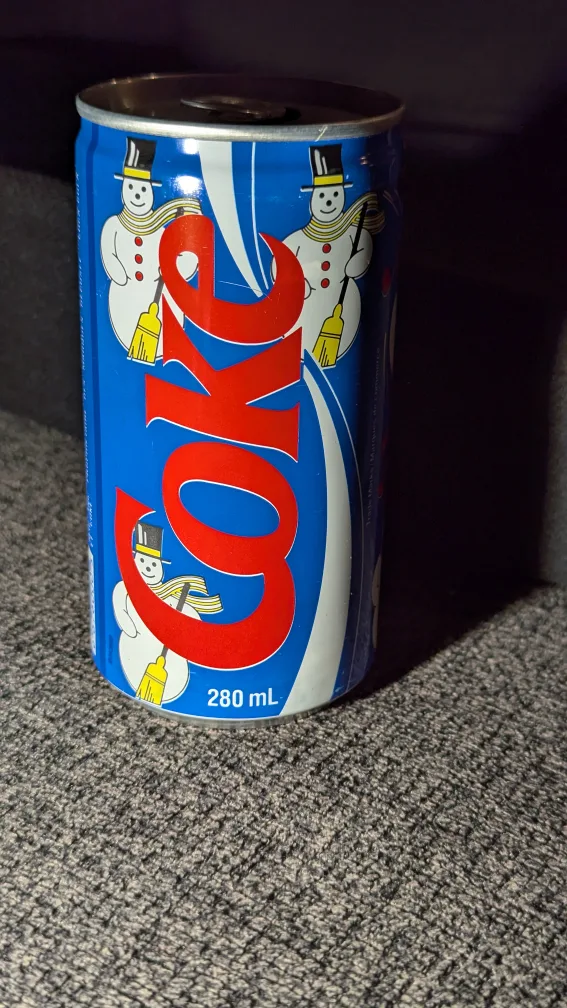 Coca Cola Special Edition Snowman Can - 280 mL with Ad 1989 image indicator(5)