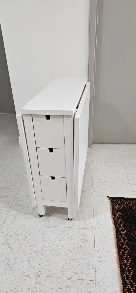 IKEA Norden Extendable White Table with Drawers thumbnail