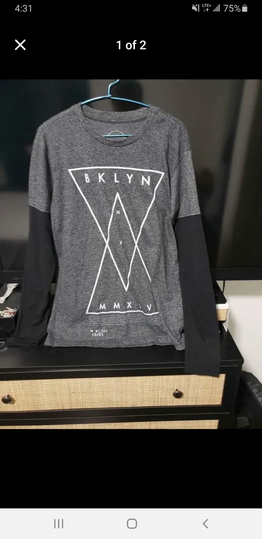 BKLYN Long Sleeve Shirt - Grey & Black thumbnail
