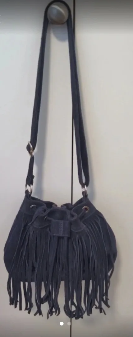 Blue Suede Fringe Bag! thumbnail