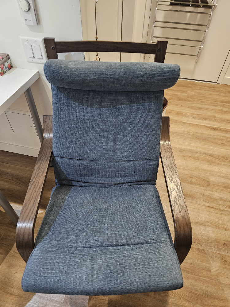 IKEA POÄNG Armchair, brown/Hillared dark blue - photo 3