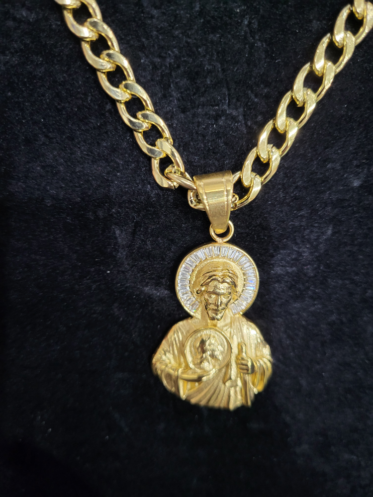 Gold San Judas Tadeo Pendant Necklace - photo 2