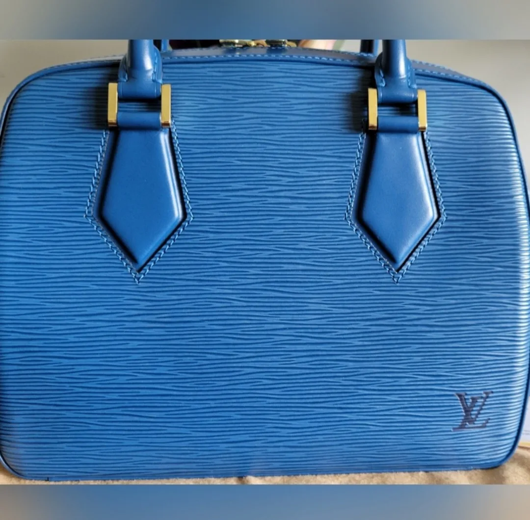 **Vintage** Louis Vuitton Sablon Epi Leather Blue Handbag image indicator(5)