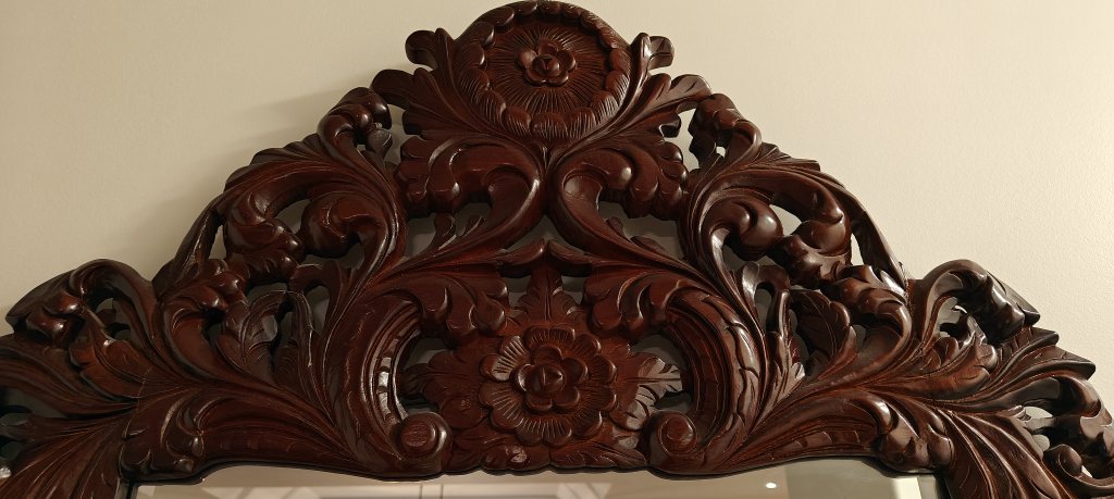 Ornate Carved Wood Wall Mirror - photo 3