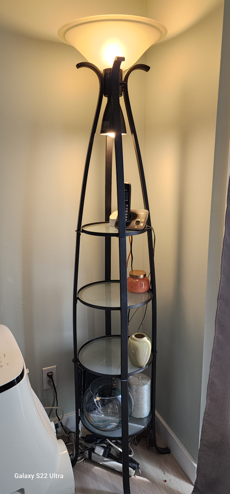 Black Metal Floor Lamp with Shelves