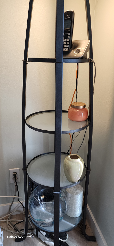Black Metal Floor Lamp with Shelves - photo 2