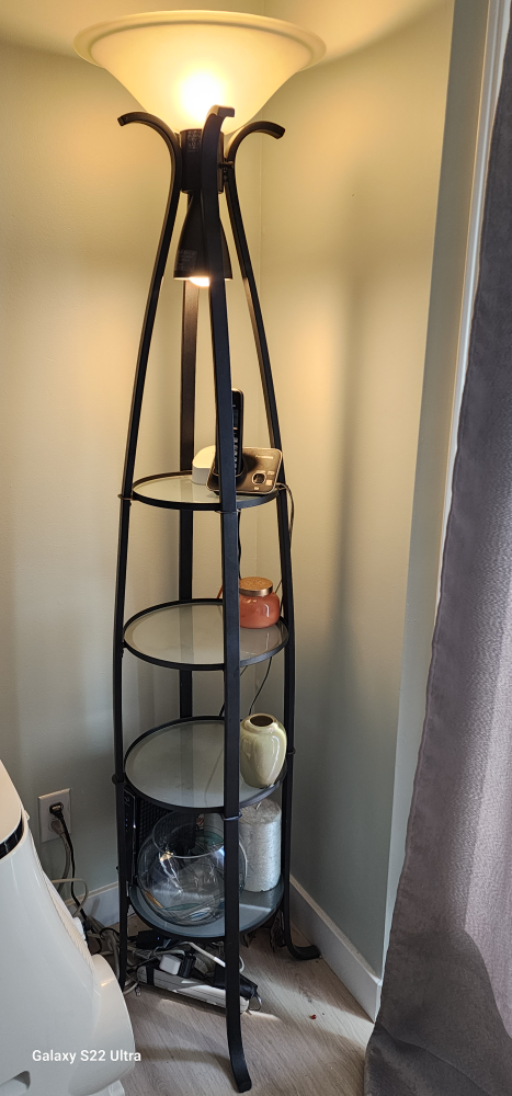 Black Metal Floor Lamp with Shelves - photo 5