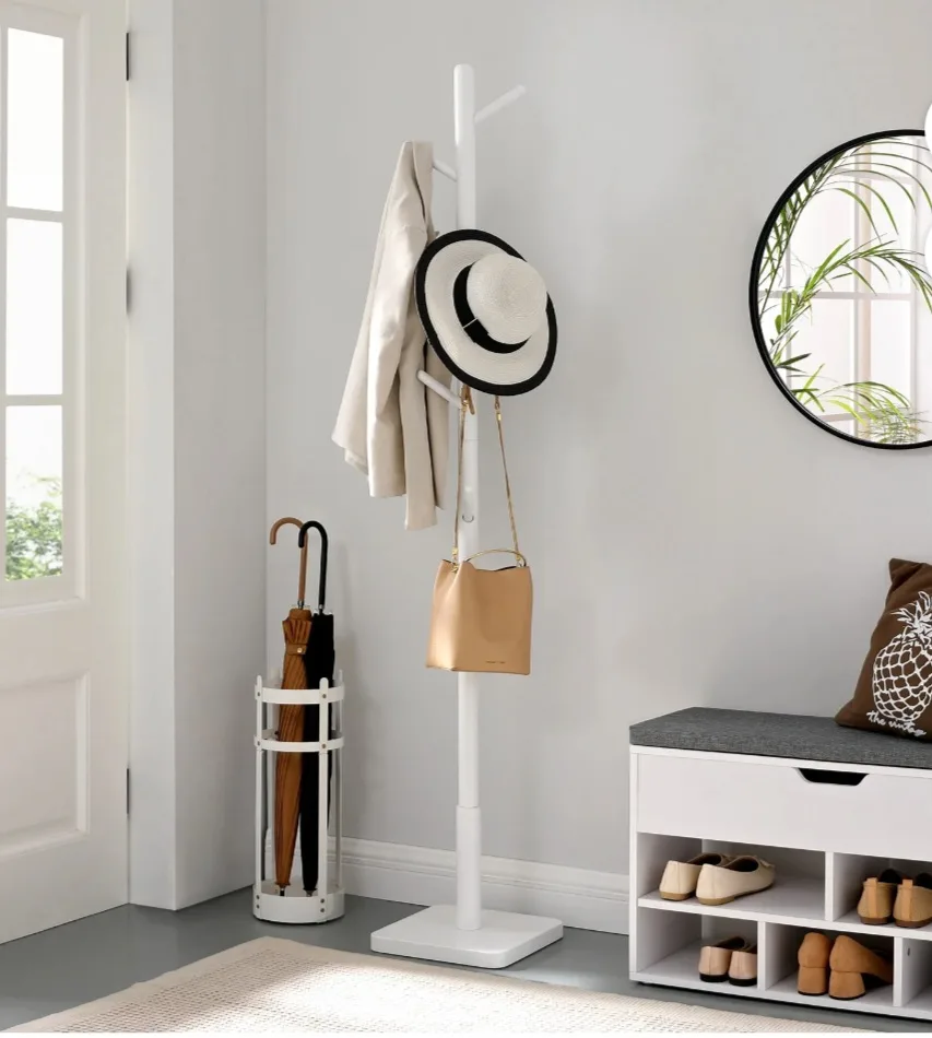 White Wooden Coat Rack Stand thumbnail