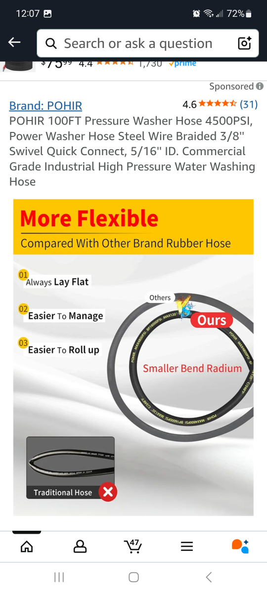 POHIR 100FT Pressure Washer Hose 4500PSI brand new - photo 5