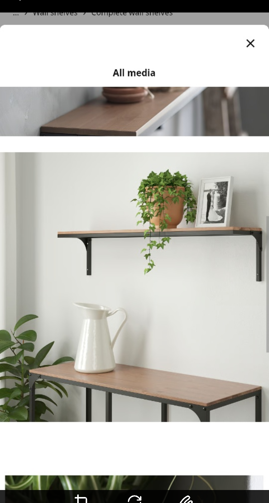 IKEA FJÄLLBO Wall Shelf, Black/Wood, 101x20cm