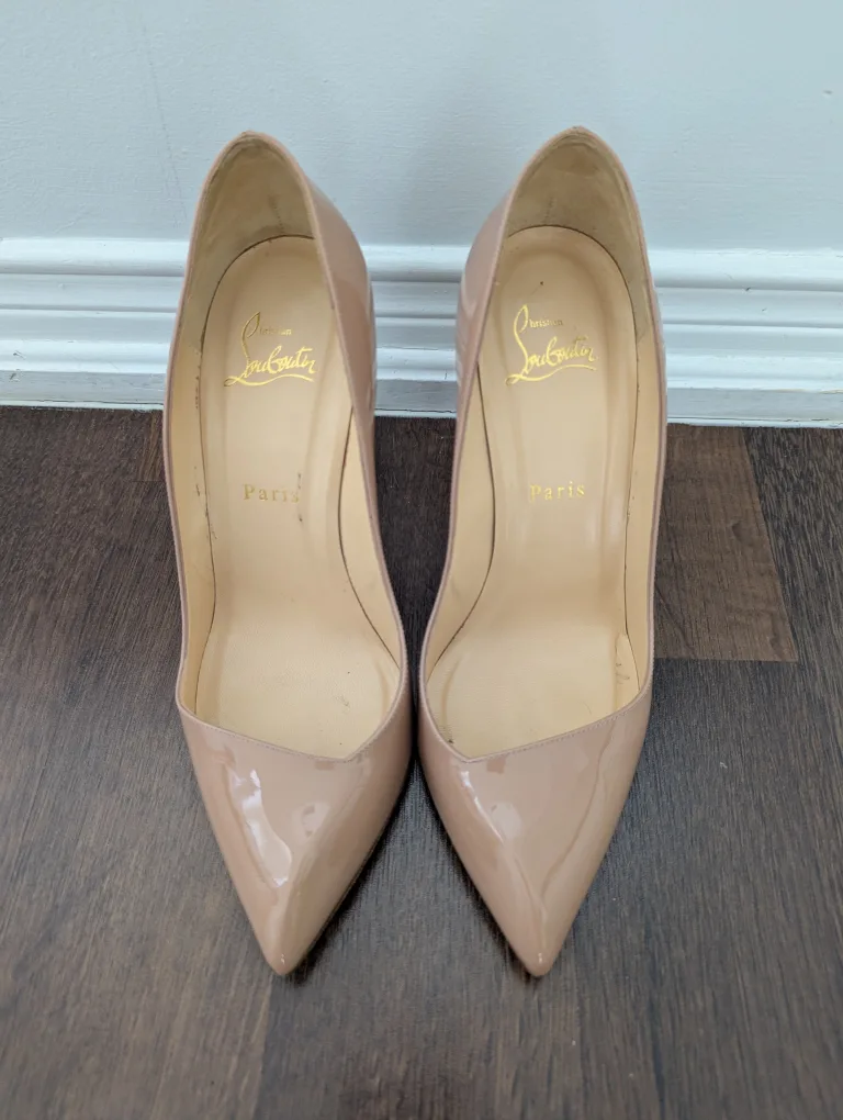 Christian Louboutin Nude Patent Leather Heels - women shoes image indicator(5)